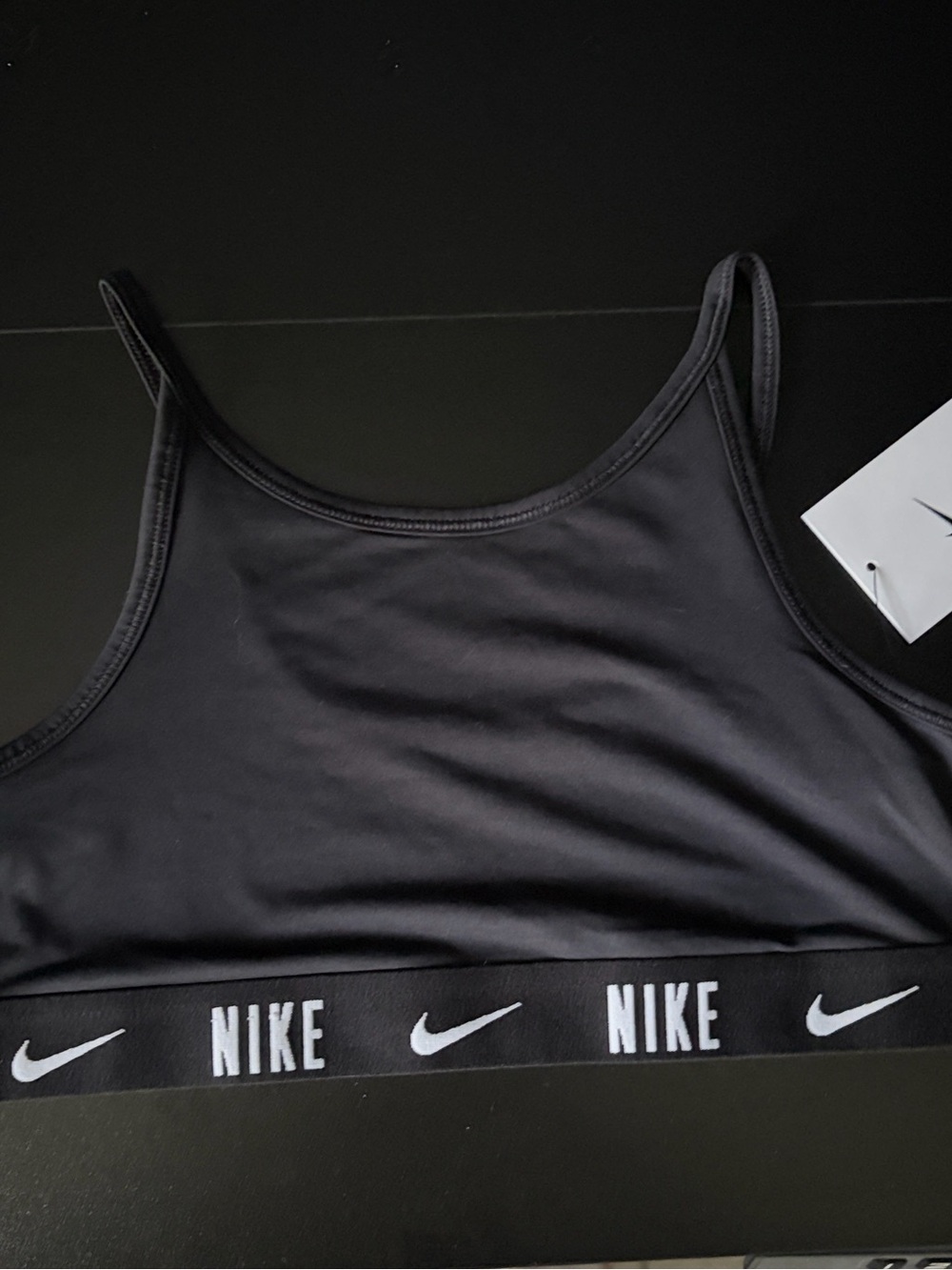 Nike Black Sports Bra with White Logo Band